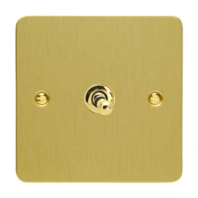 Image of Varilight 1G 1 or 2W 10A Classic Toggle Switch Ultra Flat Brushed Brass XFBT1