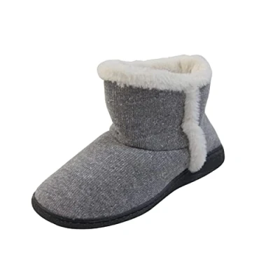 Image of DUNLOP Vera Womens Slippers Faux Fur Trim Grey Slipper Boots Size 3 UK