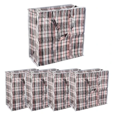 Image of HOMESHOPA Small Laundry Bags, 5 Pack Heavy Duty Strong Durable Storage Bags for Moving House, Shopping, Clothing, Reusable Checkered Bag with Zipper &amp; Handles, Waterproof Carrying Totes