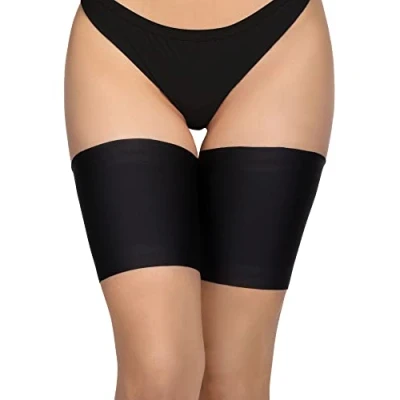Image of Annes styling Women elastic thigh bands anti chafing prevent rubbing Satin and lined protector slip silicone Nero L