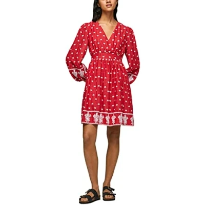 Image of Pepe Jeans Women&#039;s Batia Dress, Red (Studio Red), M