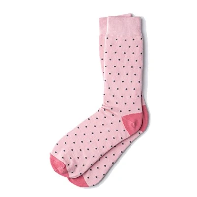 Image of Men&#039;s Hipster Polka Dots Novelty Crew Dress Socks Pink
