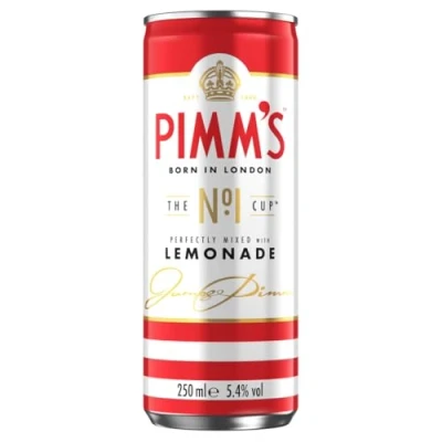 Image of Pimm&#039;s No. 1 Cup &amp; Lemonade 5.4% vol 12 x 250ml Pre Mixed Ready to Drink Iconic British Cocktails Serve Chilled Cocktail Cans Ideally Portable for Picnics