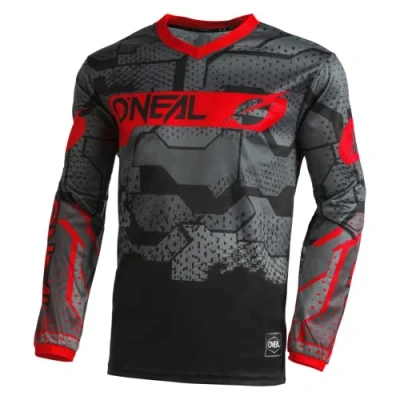 Image of O&#039;NEAL Mountain Bike Motocross Long Sleeve Shirt Children MTB MX DH FR Downhill Freeride Breathable Material Padded Elbow Protection Element Youth Jersey V.22, black/red, XL