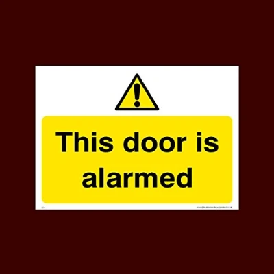 Image of This door is alarmed Plastic Sign (S54) CCTV, Security, Warning, Alarmed, Surveillance, Camera, Dogs, Premises