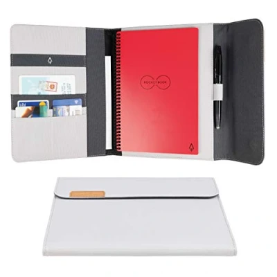 Image of Rocketbook Capsule 2.0 Folio Cover for Core, Panda &amp; Fusion Made From 100% Recycled PET Plastic, Pen Holder, Magnetic Clasp Grey, Executive A5