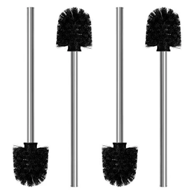 Image of Nirox Set of 4 Toilet bowl brushes black Loo brush heads with 8 cm diameter Lavatory stainless steel handle WC cleaning in elegant and classy design Removable