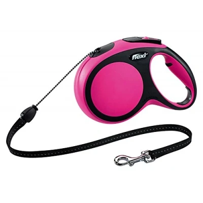 Image of Flexi Comfort Cord Black &amp; Pink Small 5m Retractable Dog Leash/Lead for dogs up to 12kgs/26lbs