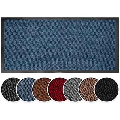 Image of BLADO Washable Door Mats Indoor &amp; Outdoor Non Slippery Heavy Duty Doormats Stylish Large Rubber Mat Perfect Dust Grabbing (Blue, 60cm x 160cm)
