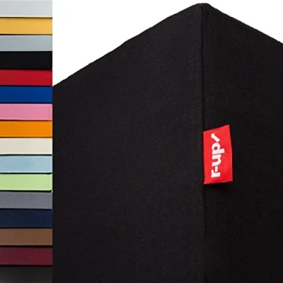 Image of r up Best Fitted Sheet 140 x 200 160 220 to 35 cm Height Many Colours 95% Cotton / 5% Elastane 230 g/m² Oeko Tex Stress Even at Width (Black)