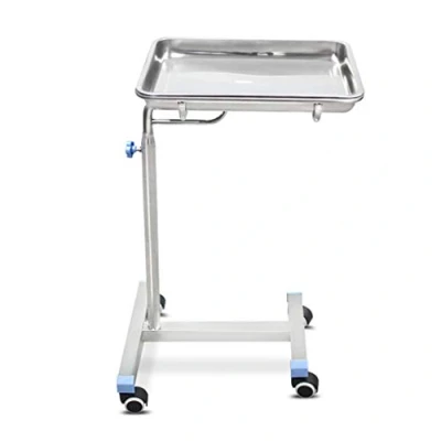 Image of Mobile Mayo Tray Stand Stainless Steel Trolley Adjustable Height Medical Doctor Tattoo Spa Salon Equipment Personal Care Parlor
