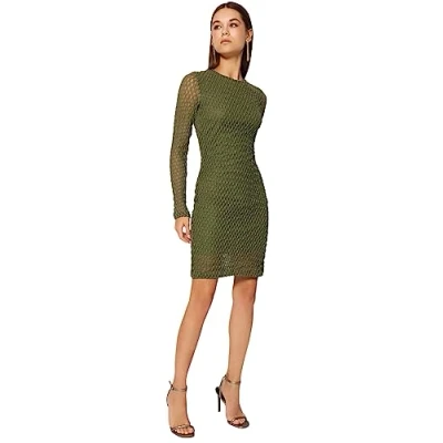 Image of Trendyol FeMan Bodycon Slim fit Knit Dress,Khaki,XS