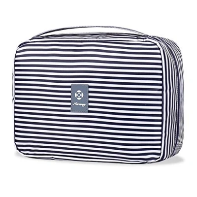 Image of Travel Hanging Toiletry Wash Bag Makeup Cosmetic Organizer for Women Waterproof (Blue Stripe)
