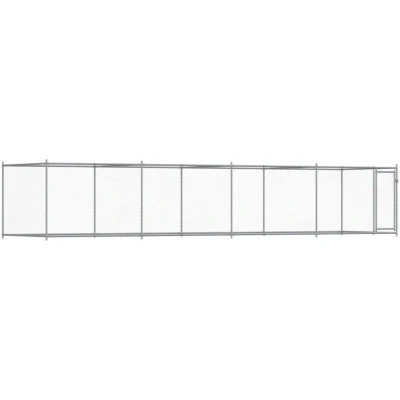 Image of vidaXL Dog Cage Kennel for Outdoor/Training/Play, Galvanised Steel, Lockable Door, Grey, 8x2x1.5m