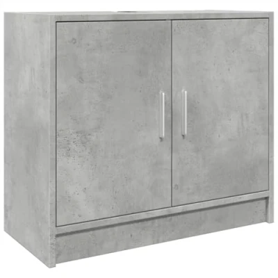Image of vidaXL Sink Cabinet Concrete Grey 63x29x55 cm Engineered Wood Modern Bathroom Storage Unit with Door and Open Compartments
