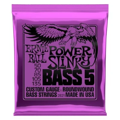 Image of Ernie Ball Power Slinky 5 String Nickel Wound Electric Bass Strings 50 135 Gauge