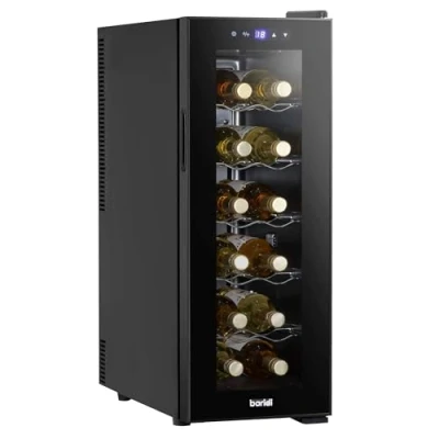 Image of Baridi Black 12 Bottle Wine Fridge Cooler, Super Quiet 25dB, Touch Control, LED DH73