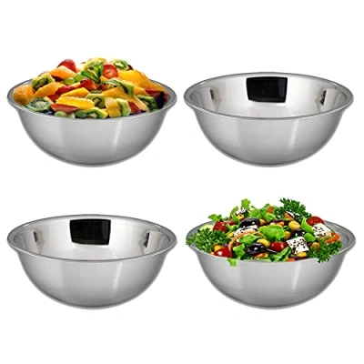 Image of Kosma Set of 4 Stainless Steel Mixing Bowl Salad Pudding Food Storage Serving Marinating 14 cm (0.5 Litre)