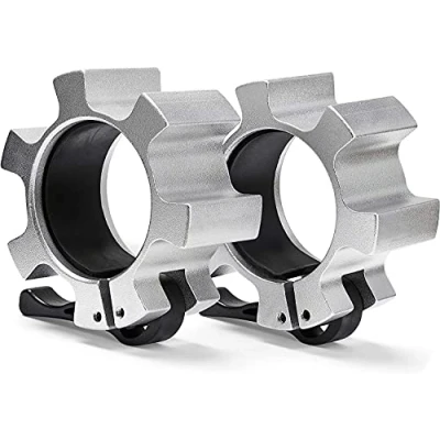 Image of Metal Olympic Barbell Clamps 2inch Heavy Duty Exercise Collars,Weight Clips for 2&quot; Barbell,Quick Release Weight Weightlifting, Lifts Strength Fitness Training 1 Pair Silver