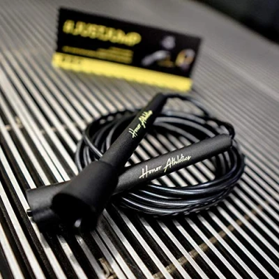 Image of Honor Athletics Speed Rope, Skipping Rope Best for Double Under, Boxing, MMA, Cardio Fitness Training Condition Adjustable 10ft Jump (Black)