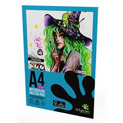 Image of Artgecko Pro Watercolour Sketch Pad A4 20 Sheets 300gsm White Cartridge Paper