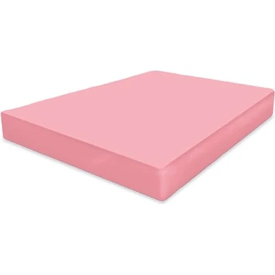 Image of Deep Fitted Sheet 25cm Plain Dyed Non Iron Polycotton Bed Mattress Cover Elasticated Pocket (Super King, Pink)