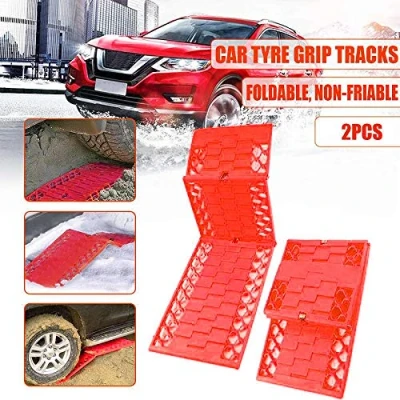 Image of SUNWAN Snow &amp; Sand Traction Mats, Set of 2 Foldable Emergency Car Wheel Grip Track Rescue Boards