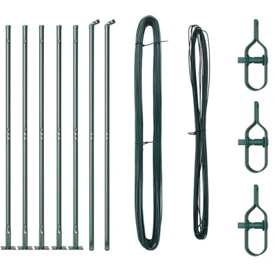Image of vidaXL Fence Posts with Base Plates 7 pcs Ø32mm 88,5cm Galvanised Steel