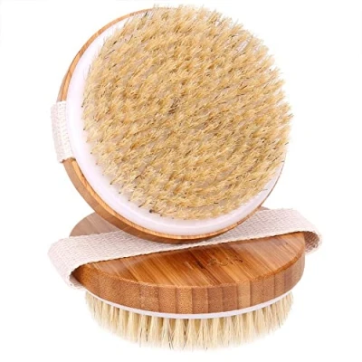 Image of H&amp;S 2pcs Body Brush Dry Skin Bath Shower Back Scrubber Natural Bristles Exfoliating Cellulite Bamboo Wood