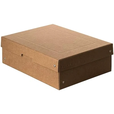 Image of FALKEN Original PureBox Nature. made in Germany, 100 mm high, DIN A4. Storage box with lid of sturdy cardboard, vegan gift box, transport all purpose Brown