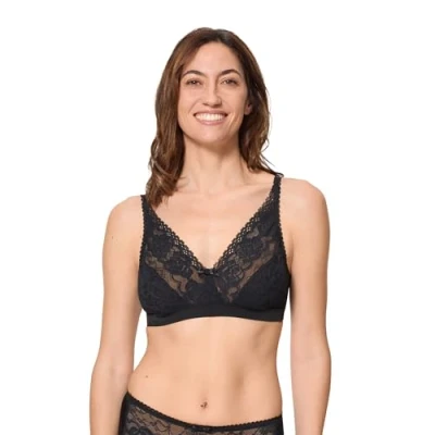 Image of Playtex Women&#039;s Flower Elegance Without Underwire Bra, Black, 42C