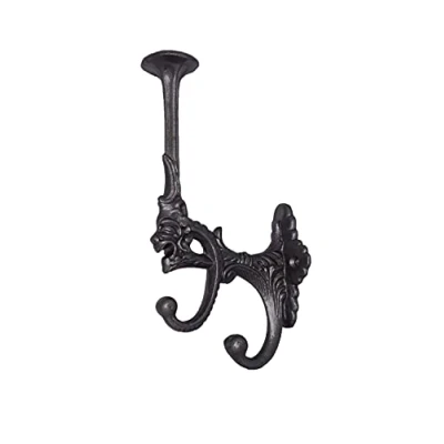 Image of HomeHarmony® Antique Style Cast Iron Wall Mounted Coat Hooks Serpent Gargoyle Design (1852)