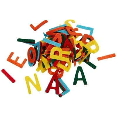 Image of RAYHER Felt Letters and Numbers in five colours, for decorating learning, 4cm, approx. 230pcs