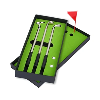 Image of VGEBY1 Golf Club Pen Set, Three Piece Set Stationary Gift Box with Flag Balls Mini Clubs Ball point for Family Friends