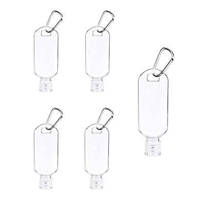 Image of Wacnune 5 Pcs 50ml Refillable Bottles Travel Containers Empty Plastic with Hook Carabiner Belt Clip