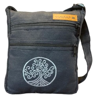 Image of Macha Crossbody bag indian Style in Cotton with colorful prints shoulder for women Ethnic boho (Black 01)