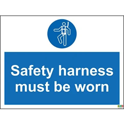 Image of Safety harness must be worn sign 1.2mm rigid plastic 300mm x 200mm
