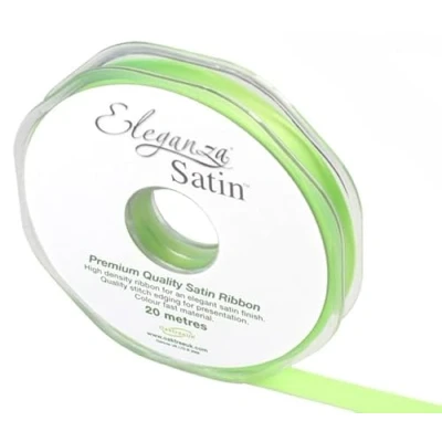 Image of Eleganza Double Faced Satin 10mm x 20m Lime Green No.14, 10 mm 20 m