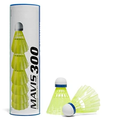 Image of YONEX Mavis 300 Badminton Shuttlecocks (6 pieces), Yellow, Medium Blue