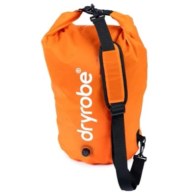 Image of Dryrobe Travel Compression Bag Large Compact Waterproof for &amp; Sports Storage Wet Bags Swimming/Surfing/OCR Stuff Sack Clothes with Roll Up Closure 33 L Orange