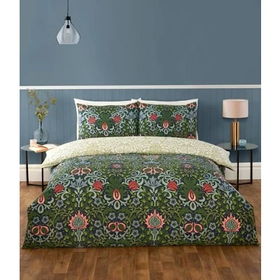 Image of Rapport home Heritage Floral Microfibre Reversible Double Bedding Set Navy