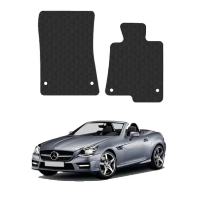 Image of 5mm Rubber Car Mats Compatible With Mercedes Slk (2011 2020) [R172] Tailored Fit Floor Set Accessory Custom Anti Slip Backing Heavy Duty Waterproof Easy Clean Durable All Weather