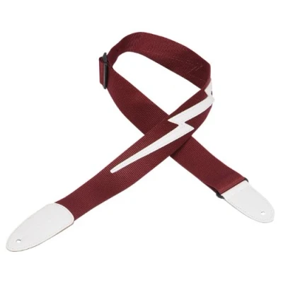Image of Levy's 2 inch Polypropylene Guitar Strap with Lightning Bolt Burgundy
