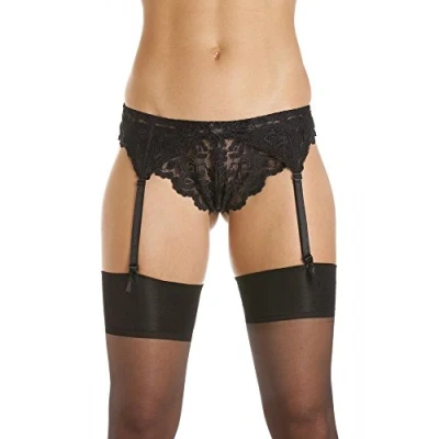 Image of Silky Womens Ladies Underwear Narrow Lace Suspender Belt L XL Black