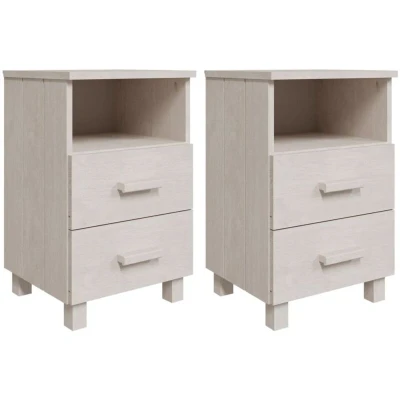 Image of vidaXL Bedside Cabinets HAMAR 2 pcs White 40x35x62 cm Solid Wood
