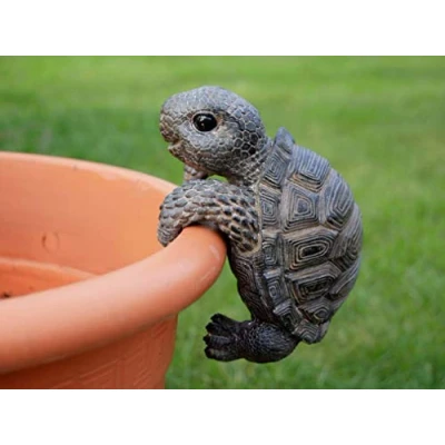Image of Homes on Trend Plant Pot Hanger Decoration Tortoise Animal Garden Gift Brown