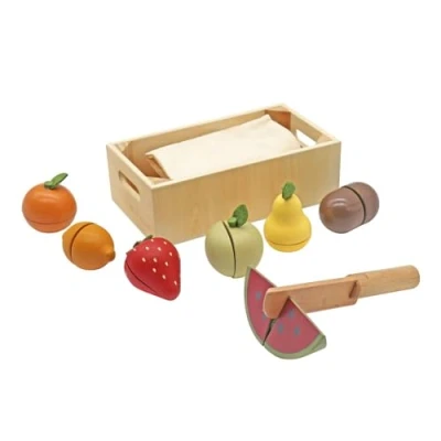 Image of HYGRAD Kids Wooden Food Toys Play Sets Kitchen Toy Cutting Pretend Toddler Accessories Set Fruit Vegetables For Ages 3+ (Fruit Set)