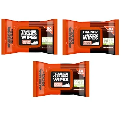 Image of Trainer Cleaning Wipes Pack Of 30 (UK002) Plastic Free &amp; Biodegradable by Urban Kicks (3, Wipes)