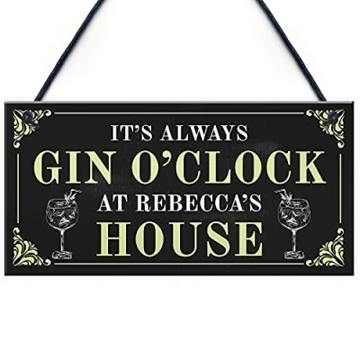 Image of RED OCEAN Personalised Novelty Gin O&#039;Clock Sign Home Bar Man Cave Gifts Signs And Plaques For Her