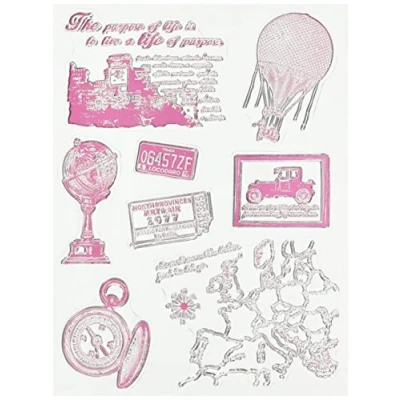 Image of Rayher Clear Silicone Stamps with Time Travel Theme